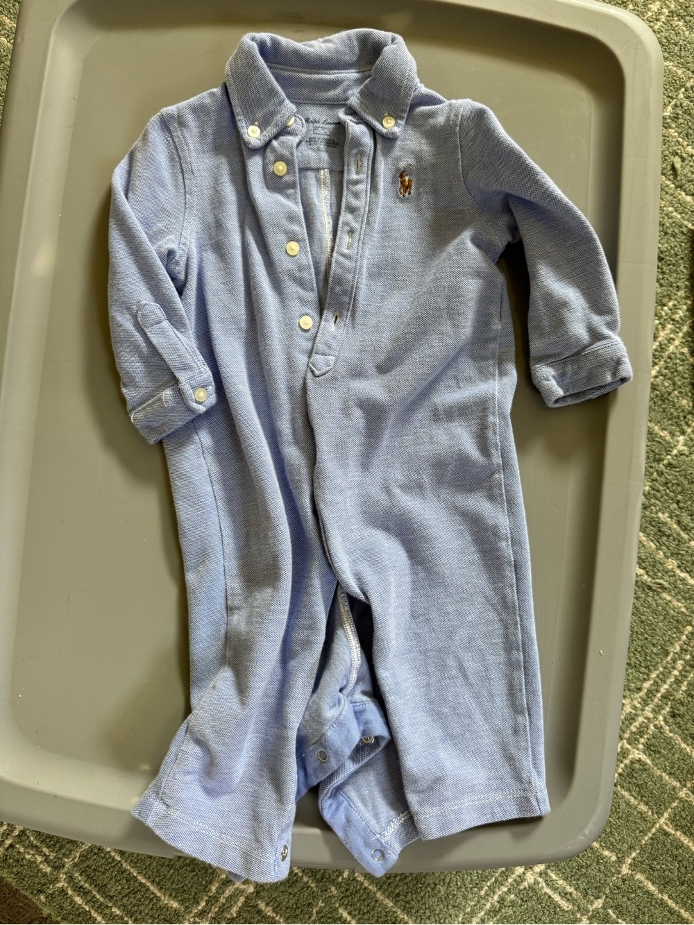 Ralph Lauren Light Blue Knit Polo Romper